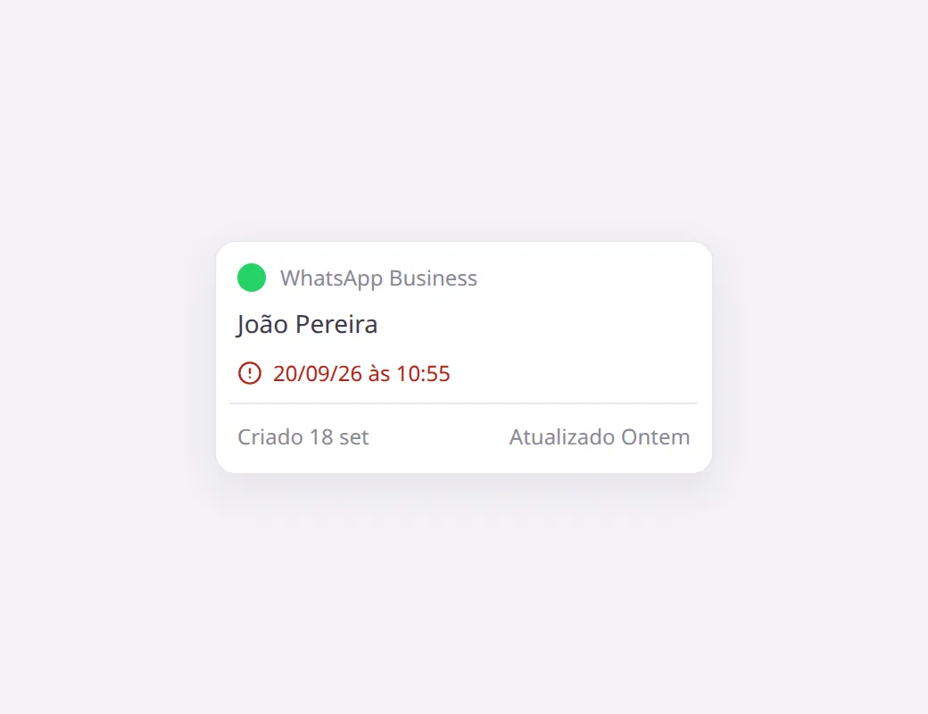 Card do Kanban com Próximo contato atrasado