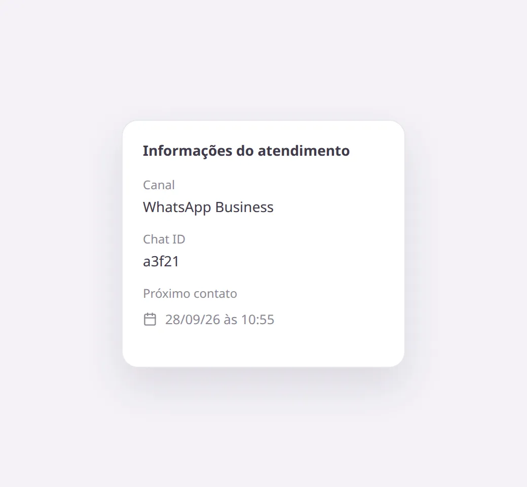 Painel Informações do atendimento com o campo Próximo contato